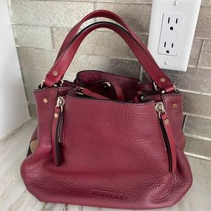 Burberry Maidstone red small leather tote